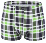 Мужские хлопковые трусы-боксеры в клетку (Размер: M) (Цвет: зеленый с черным)