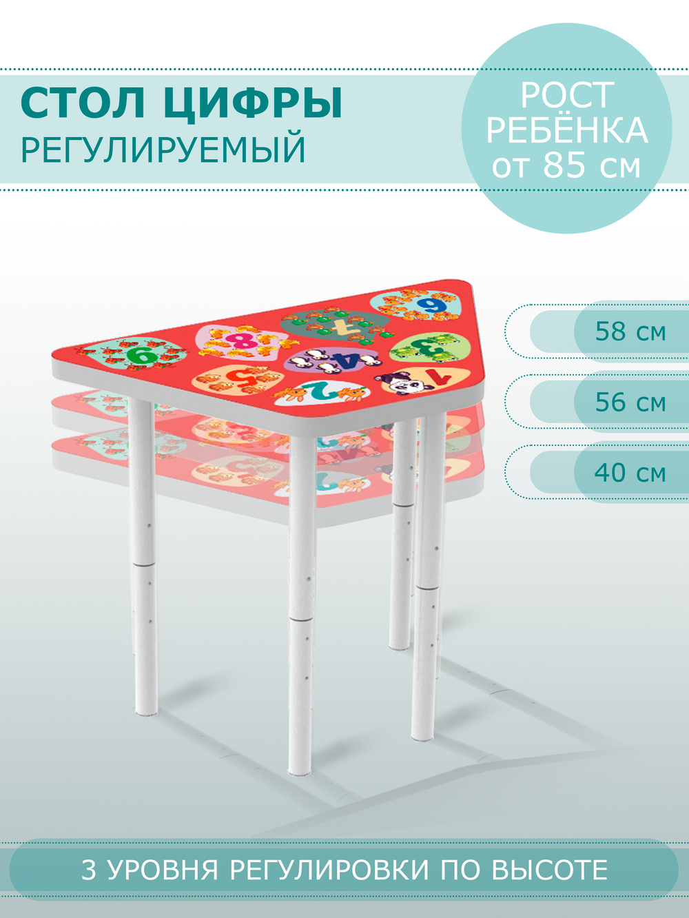 Стол ТРАПЕЦИЯ регулируемый ЦИФРЫ