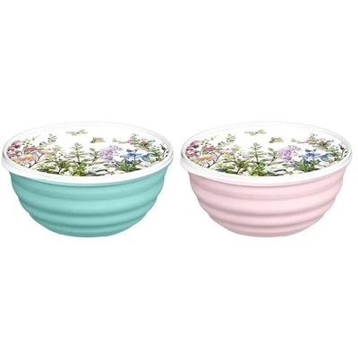 Миска Latina 2,1л с крышкой с декором Цветущий луг, Микс