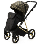 Детская коляска Adamex Quantum SE Exclusive 3 в 1 Q-DW518 (ЧЕРНЫЙ+ЗОЛОТОЙ ОРНАМЕНТ+ЗОЛОТО РАМА)