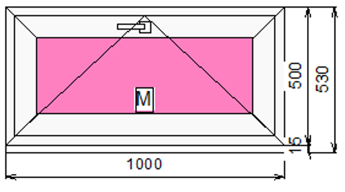 Пластиковое окно 500 х 1000 фрамуга (форточка) ТермА Эко + Москитная сетка