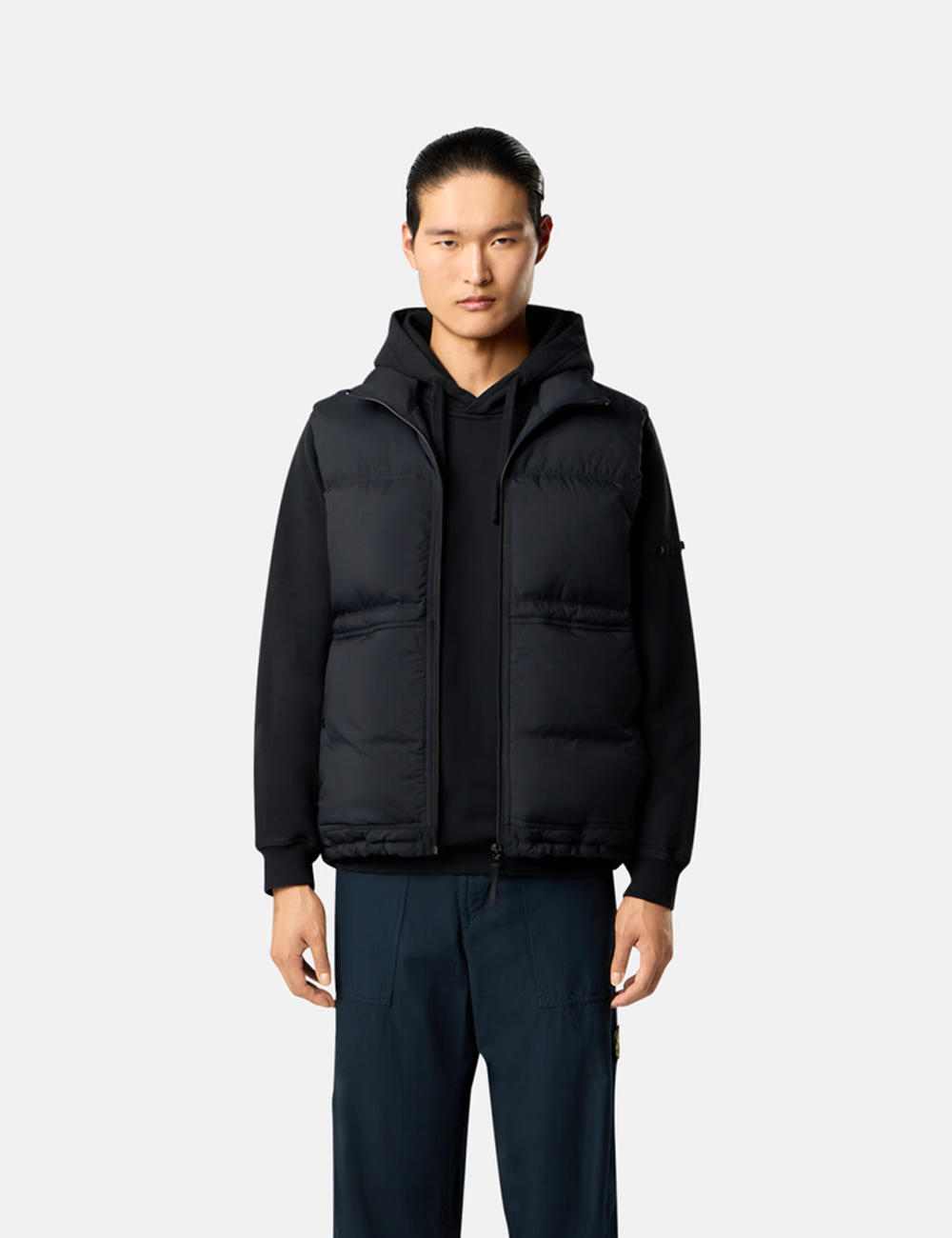 Stone Island Compass Cotton Brushed Jersey Hoodie Black