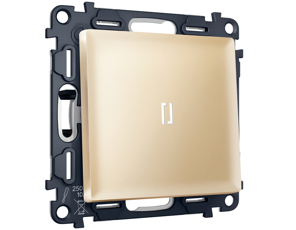 MA602015 Комплект механизма 1-кл выключателя с подсветкой 5600K ALFA Шампань QUANT (AP6020, VM101, G14W)