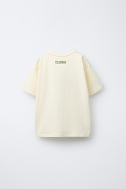 ZARA ФУТБОЛКА С НАДПИСЬЮ, СВЕТЛО-ЖЕЛТЫЙ