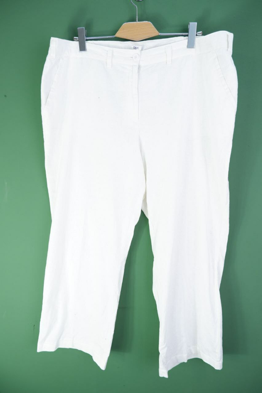 Бриджи Bonprix со льном белые 60+ размер