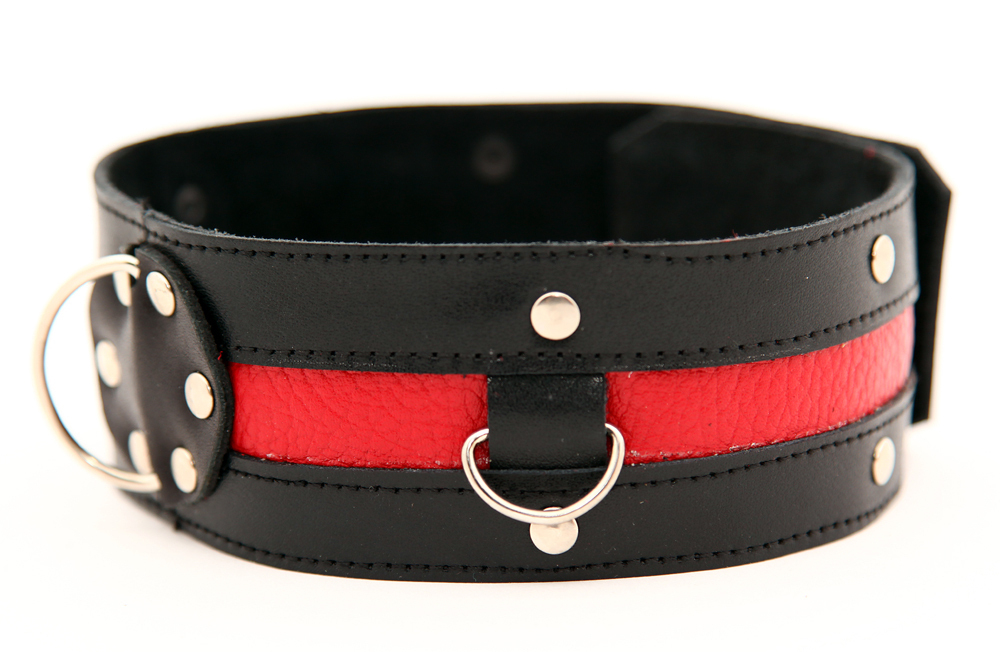 Чёрный ошейник с красной полосой (Цвет: черный с красным)