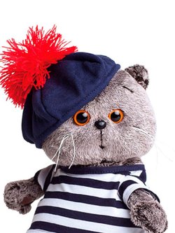 Мягкая игрушка Басик в тельняшке и беретике 19см