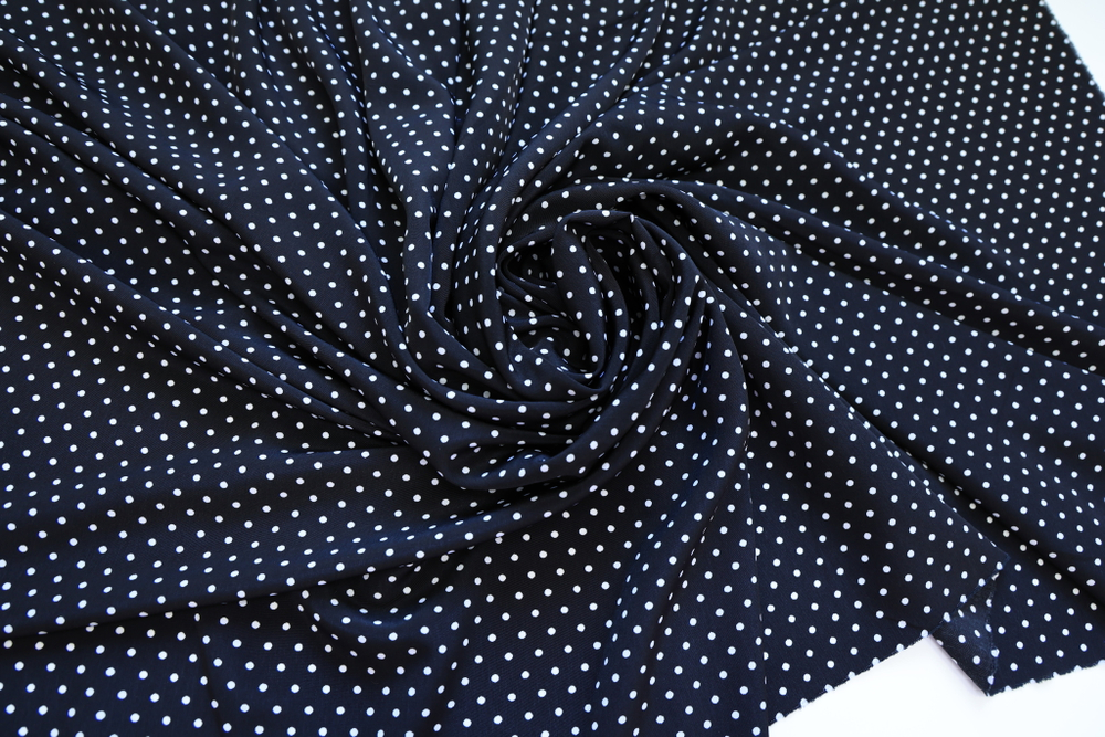 Вискоза черная в белый мелкий горох