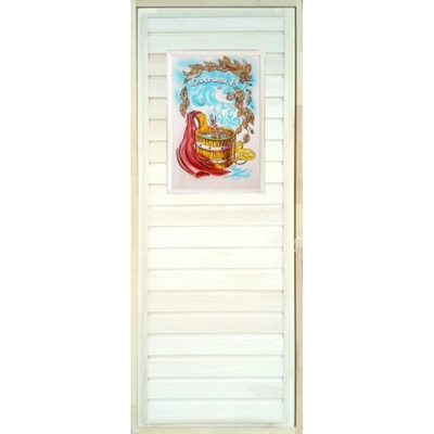 Дверь глухая с панно 2D "Веник, в тазу мочалка"