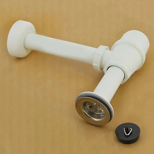 Сифон бутылочный 1"1/4х40 горизонт. отвод, с пробкой и прокладкой, пластик 309312