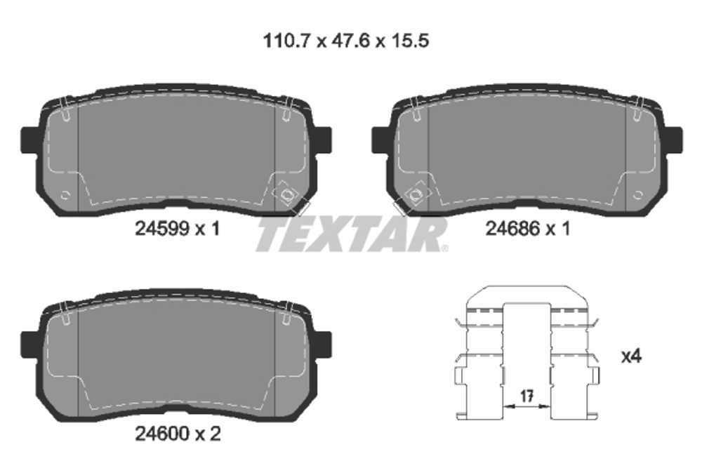 TEXTAR - 2459901-TET - Brake Pad Set, disc brake