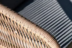 "Канны" лаунж-зона 5-местная из роупа со столом "Верона" (серый гранит), каркас алюминиевый коричневый, роуп коричневый