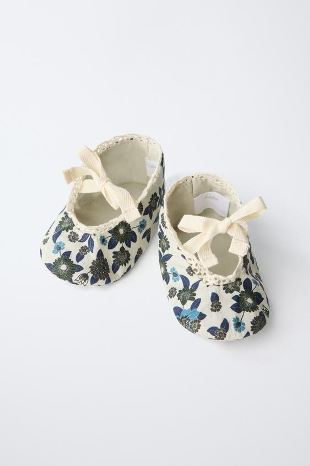 ZARA БАЛЕТКИ С БАНТОМ И ЦВЕТАМИ, НЕБЕЛЕНЫЙ