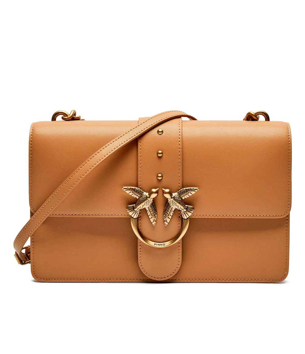 Кожаная сумка-мессенджер love one classic Pinko - коричневый(100053 A0F1)