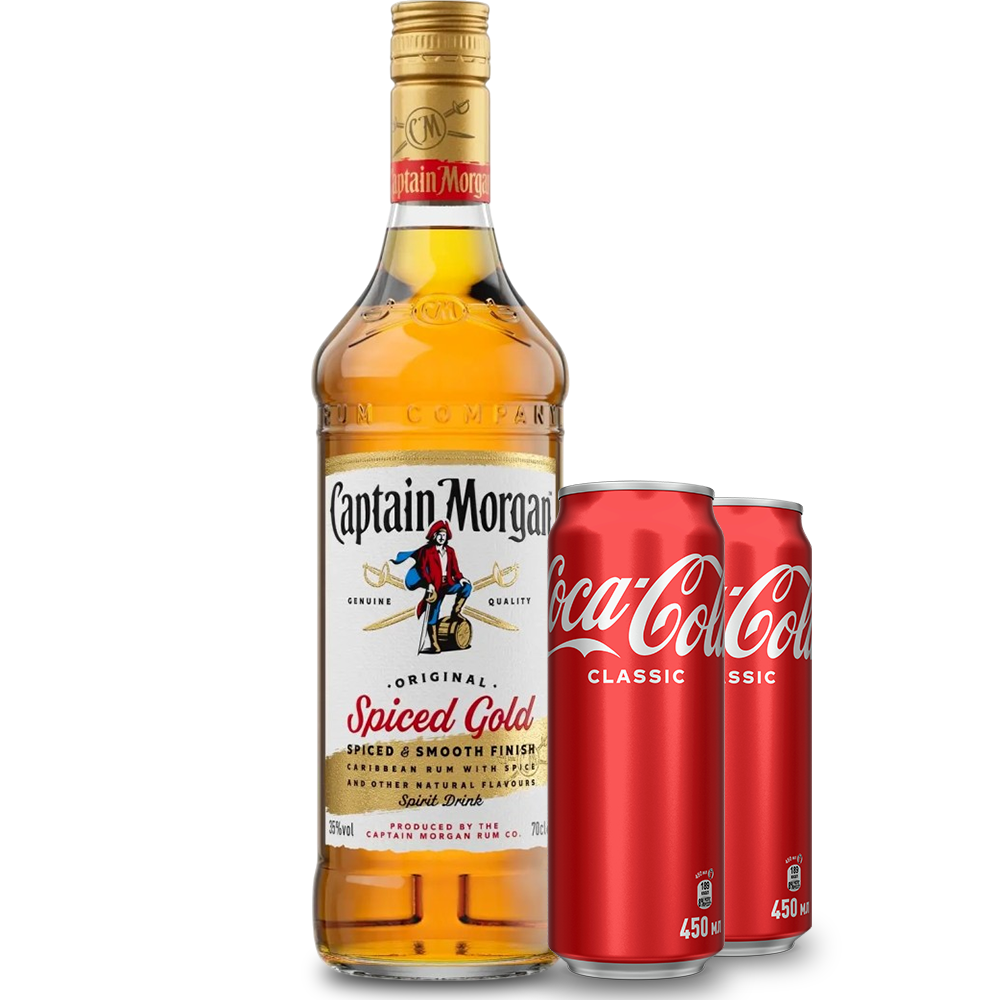 Сет Ром Captain Morgan Spiced Gold 0,7 л. + 2 Coca-Cola, in can 0,45 л.