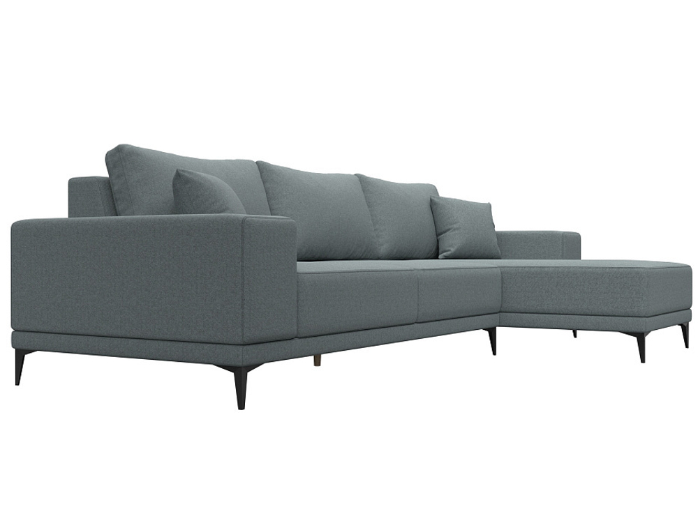 Диван угловой Льюес правый, Амур 07 серый, Рогожка, 124724