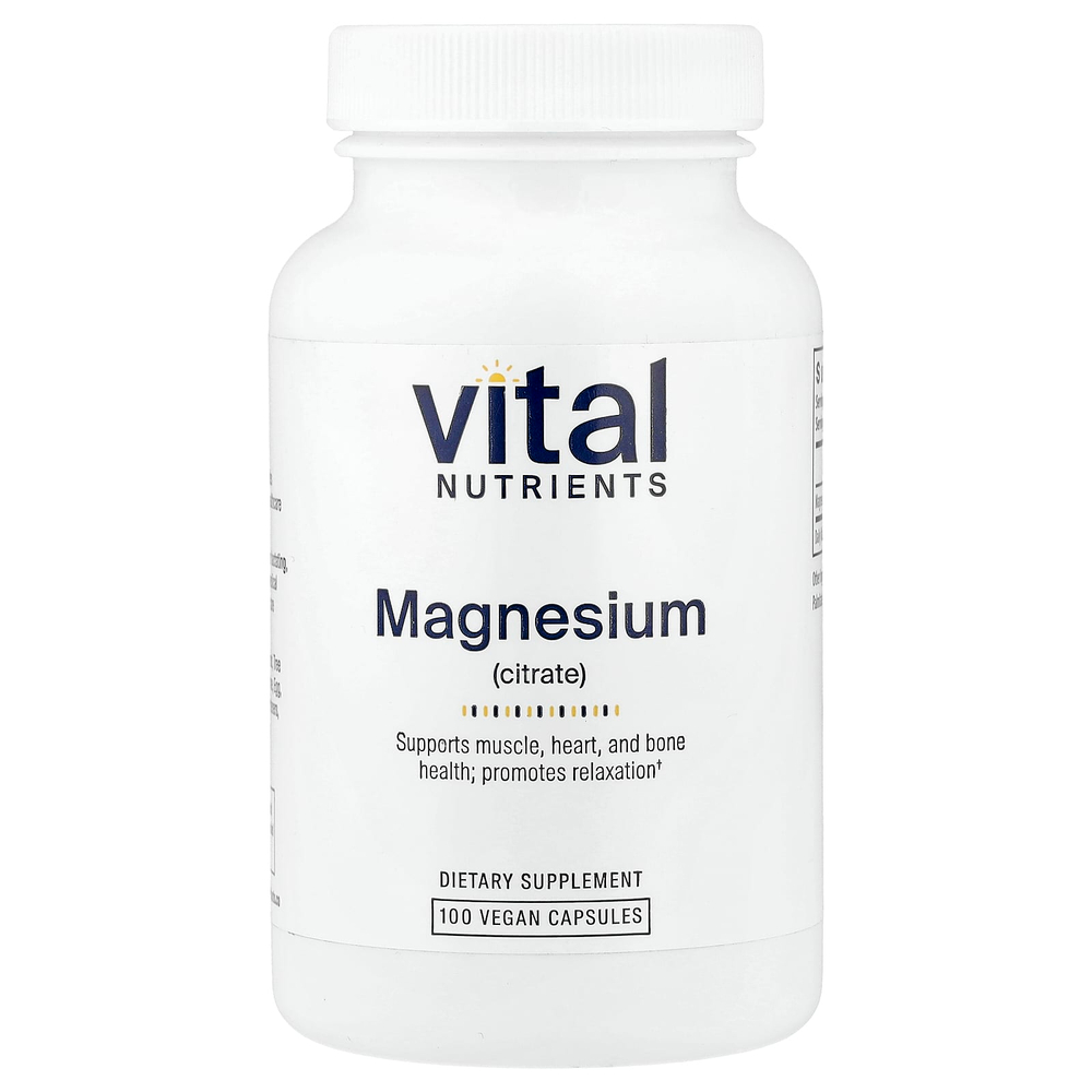 Vital Nutrients, цитрат магния, 100 веганских капсул (150 мг в 1 капсуле)