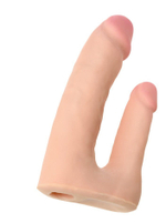 Поясной страпон с насадкой для двойного проникновения - 19 см.