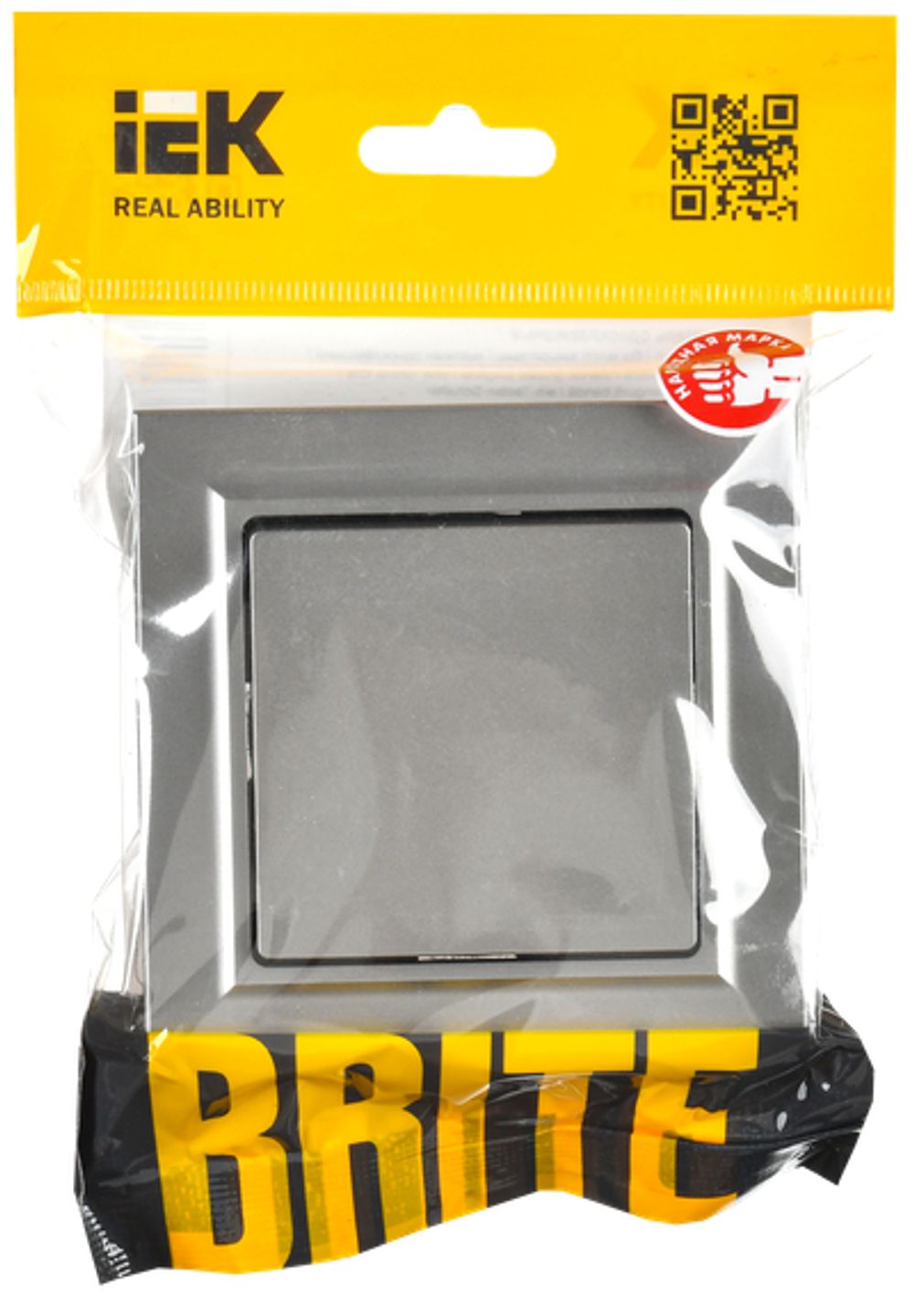 BRITE Выключатель 1-клавишный 10А в сборе ВСР10-1-0-БрС сталь IEK