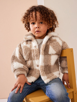 Куртка флисовая для мальчика Next K83-421, Коричневый, Молочный