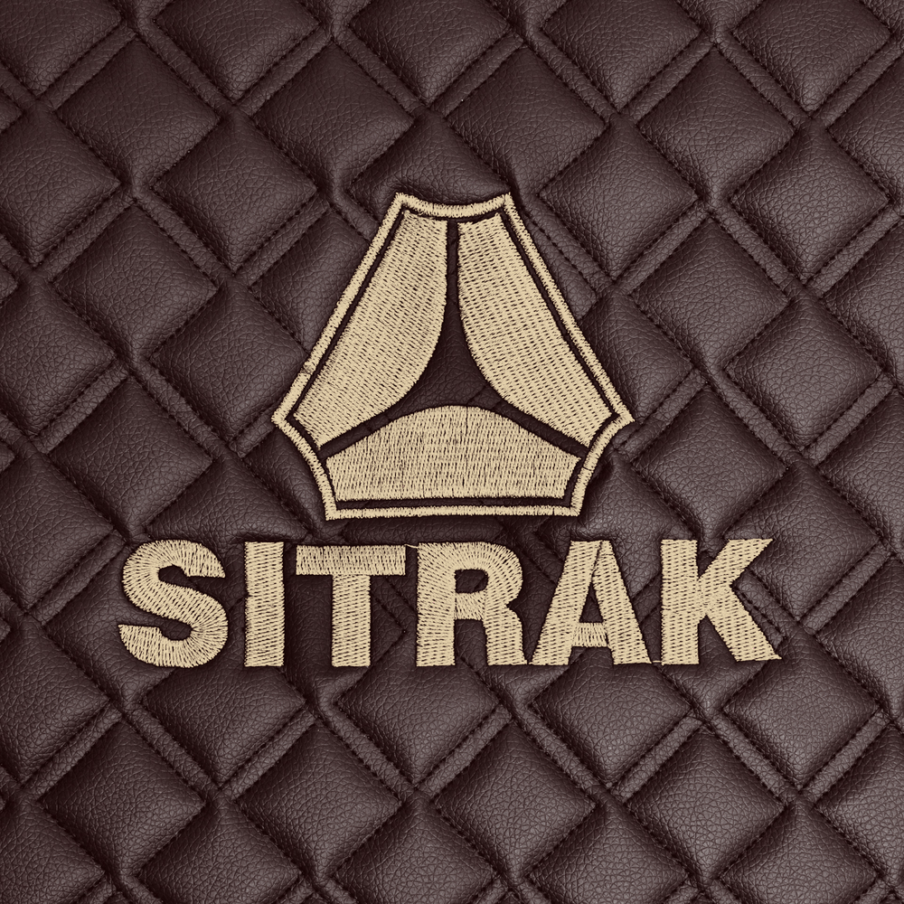 Ковры Sitrak C7H (экокожа, коричневый, черный кант, бежевая вышивка)