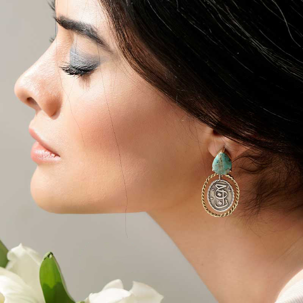 Серебряные серьги с бирюзой Arte Abi Bi Payan 20220409 Иран