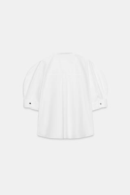 ZARA РУБАШКА ИЗ ПОПЛИНА С ПУГОВИЦАМИ — ZW COLLECTION, БЕЛЫЙ