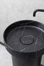 Boheme Раковина накладная Corian 400*130 Nero Marquina + Пьедестал для раковины Corian 300*720 Black Wood