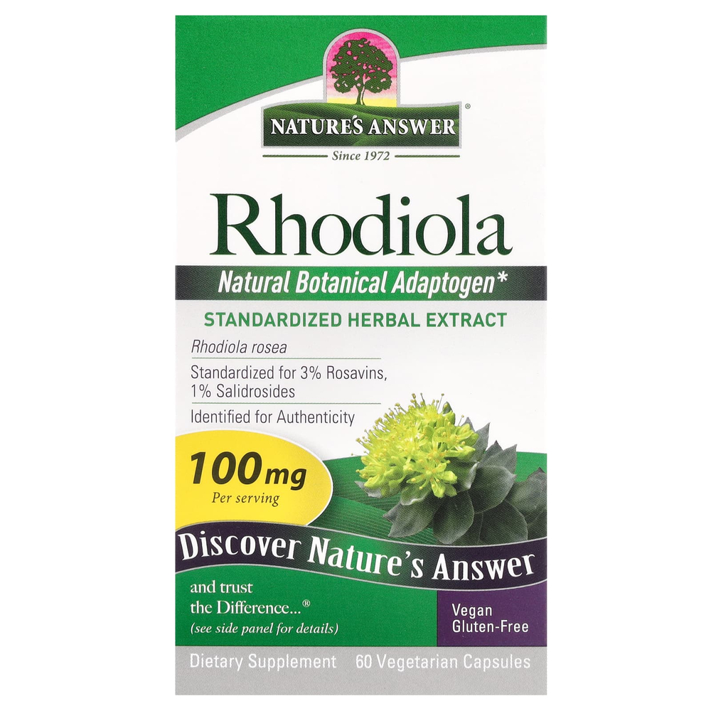 Nature's Answer, родиола, 100 мг, 60 вегетарианских капсул