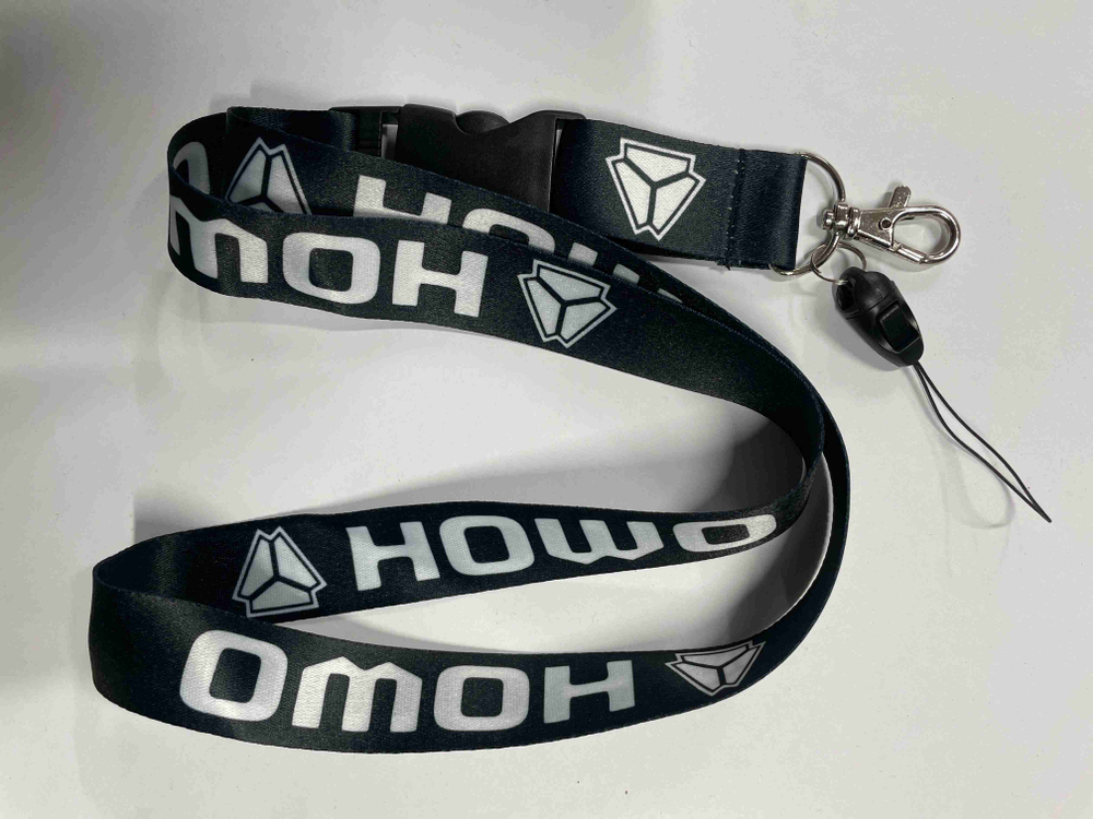 HOWO (черный) / Брелок, шнурок для ключей на шею HOWO, ланъярд, крафт, черный (1 шт)