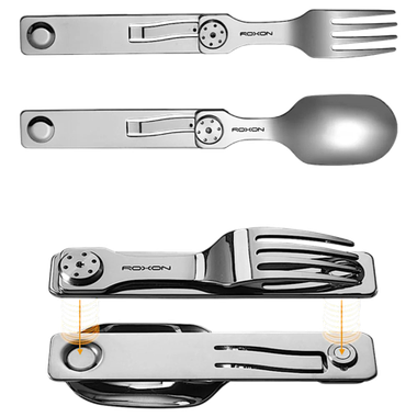 Столовые приборы Roxon C2 складной (ложка, вилка) 3Cr13, 2Cr13