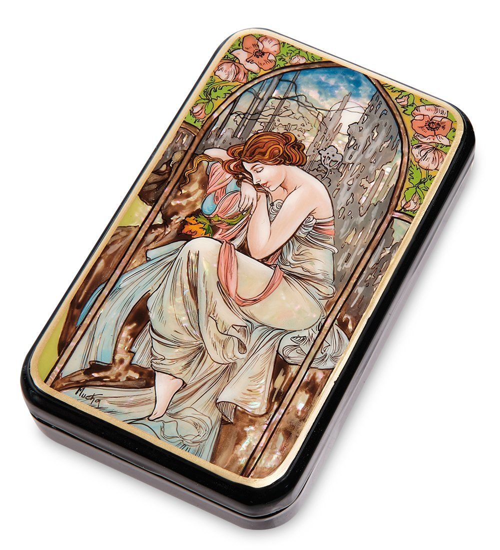 Народные промыслы ШК-55/ 27 Шкатулка «Ночной отдых» Альфонс Муха, исп. Маркова
