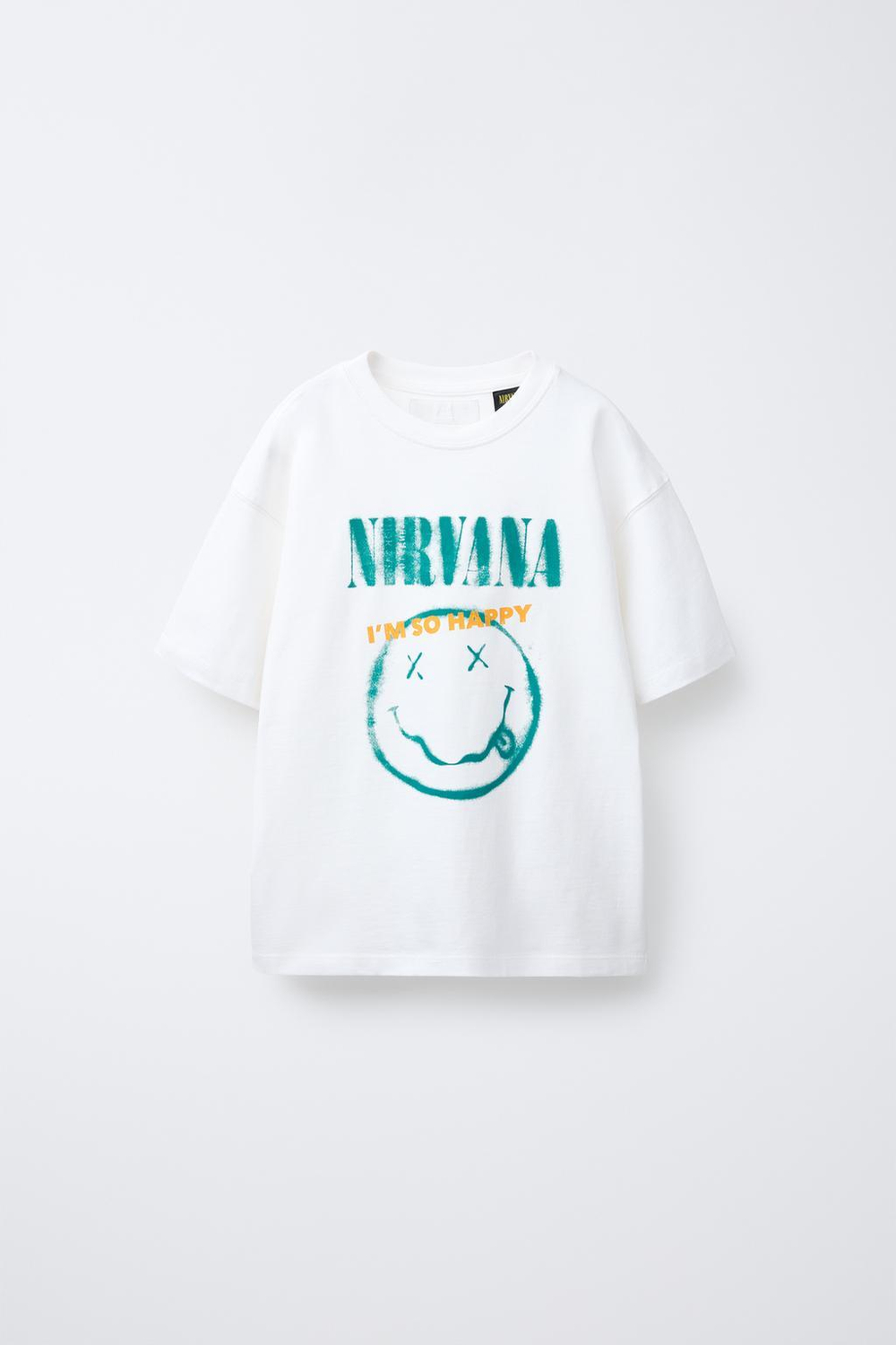 ZARA ФУТБОЛКА С ПРИНТОМ NIRVANA ®, БЕЛЫЙ