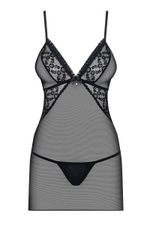 Облегающая сорочка с рюшами на лифе и ниже спинки (Размер: XXL) (Цвет: черный)