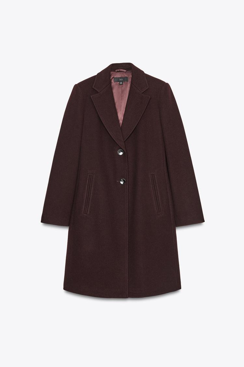 ZARA ПАЛЬТО С ПОДПЛЕЧНИКАМИ ИЗ МЯГКОЙ ТКАНИ, БУРГУНДИ