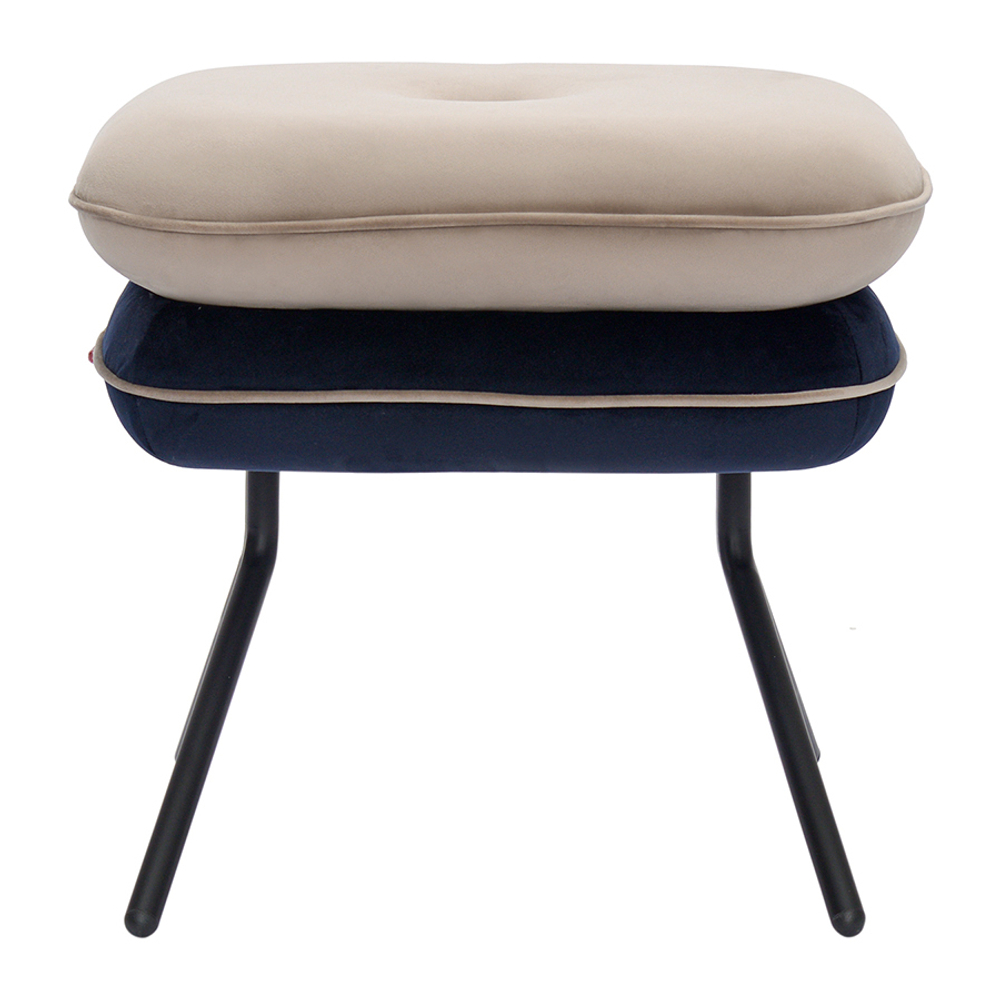 Пуф pea, велюр, бежевый/темно-синий