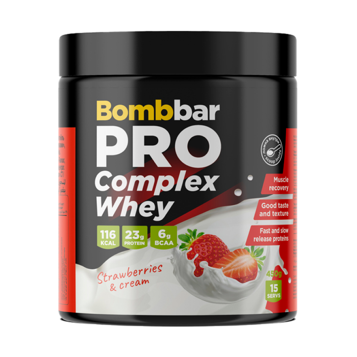 Протеиновый комплекс &quot;Клубника со сливками&quot;, Pro Complex Whey Strawberries &amp; cream, Bombbar, 450 г