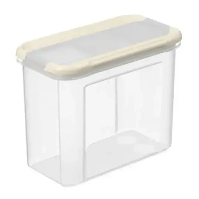 Емкость для сыпучих продуктов Modena прямоугольная 1,0л с дозатором (светло-бежевый)