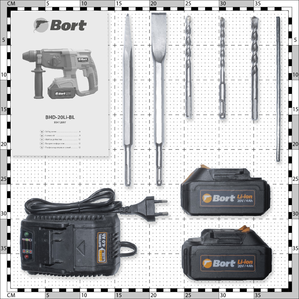 Перфоратор аккумуляторный BORT BHD-20Li-BL (2x4,0Ач+ЗУ)