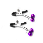 Зажимы для сосков с фиолетовыми бубенчиками (Цвет: серебристый)