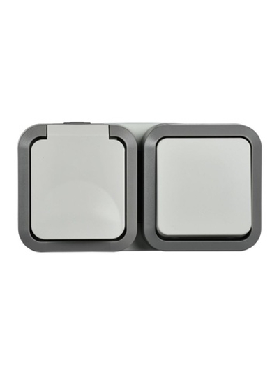 Блок ОП розетка + выключ. горизонт. TORS 16А IP55 TS242 бел. IEK TS-G10-6-55-V-K41