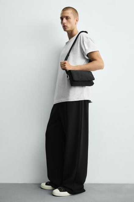 ZARA НЕЙЛОНОВАЯ СУМКА С КЛАПАНОМ, ЧЕРНЫЙ