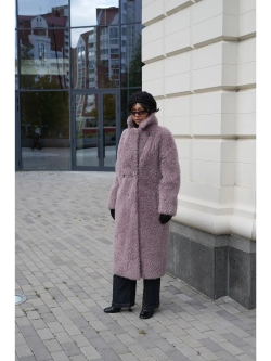 Шуба искусственная чебурашка на основе шерсти, сиреневая, SilverFox