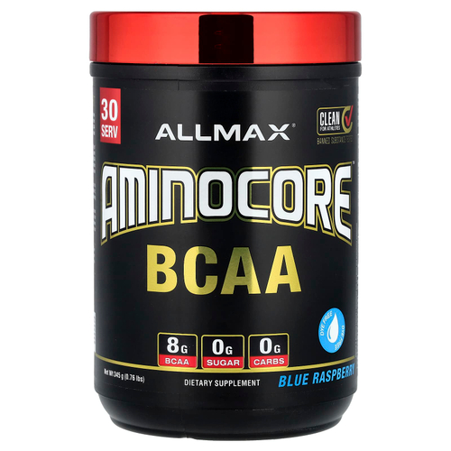 ALLMAX, аминокислоты с разветвленной цепью AMINOCORE, голубая малина, 315 г (0,69 фунта)