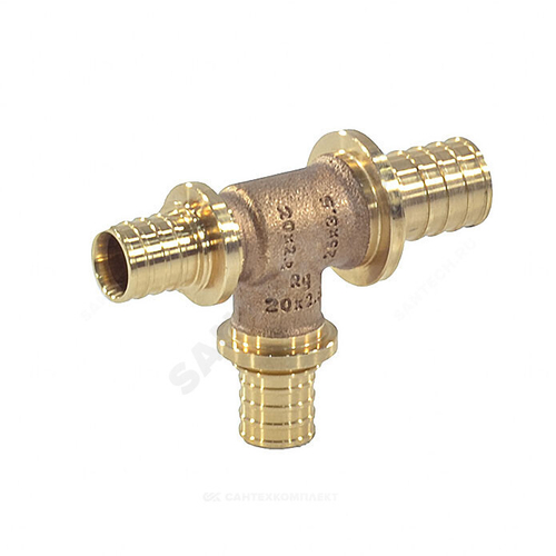 Тройник для PE-X труб аксиальный бронза Дн 32х25х25 переходной RAUTITAN PLATINUM RX Rehau 13777461001