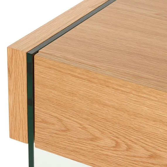 Прикроватная тумба Somerset 58x40 см, шпон дуба, стеклянные ножки