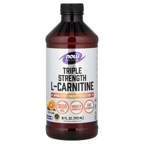 NOW Foods, Sports, L-карнитин, тройная сила действия, цитрус, 473 мл (16 жидк. унций)