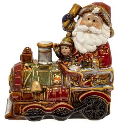 GAEM Набор из 2шт: Фигурка декор c подсветкой "Дед Мороз на поезде" (LR44x6), L26 W9 H15,5 см