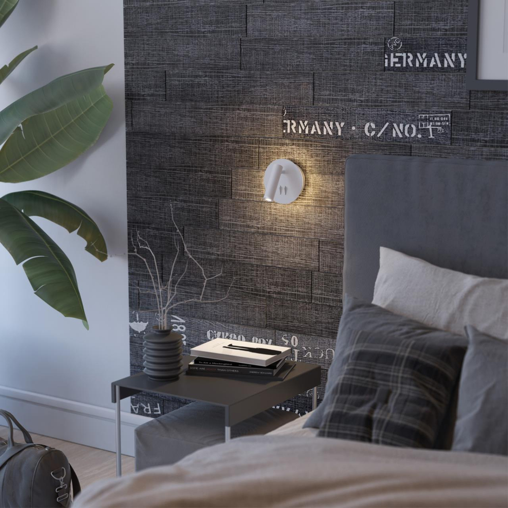 3912/9WL HIGHTECH ODL20 409 бел/металл Наст-й свет-к с лампой д/чтения с выкл LED 9W 3000K 220V BEAM