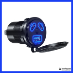 Гнездо зарядное, USB+ 2 Type C + кнопка включения